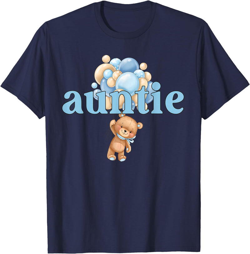 Beary 1st Birthday Boy Teddy Bear Matching Apparel Auntie Teddy Bear 1st Birthday Boy Family Matching T-Shirt - Navy Blue