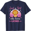 Favorite Animal Sweet Animals For Girls Just A Girl Who Loves Lions Cute Lion For Girls Lions T-Shirt - Navy Blue