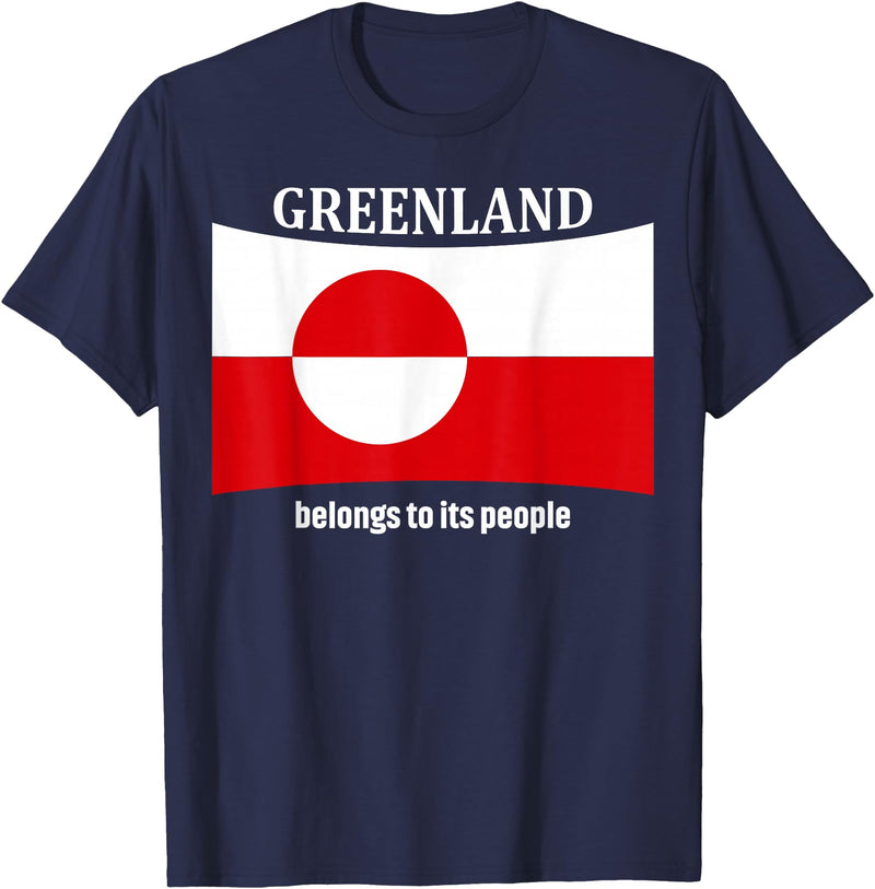 Greenlandic native heritage designs Greenland Flag, Belongs to its People, Independence Message T-Shirt - Navy Blue