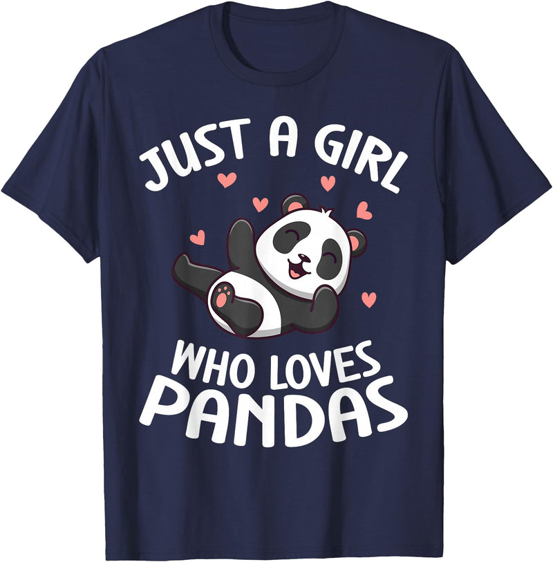 Panda Bear Clothing Panda Lover Cute Kids Just A Girl Who Loves Pandas T-Shirt - Navy Blue