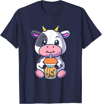Bubble Milk Tea Cow Cute Cow Drinking Boba T-Shirt