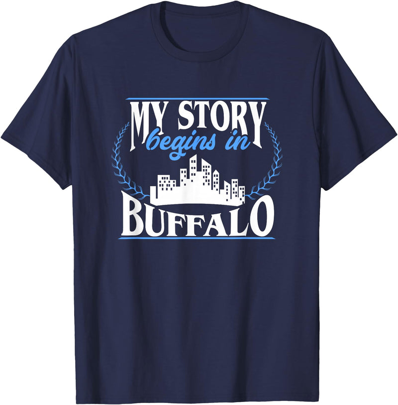City Designs by Dennex Born in Buffalo T-Shirt - Navy Blue