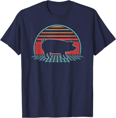 Pig Lover Farmer Farm Animal Retro Vintage 80s Style T-Shirt