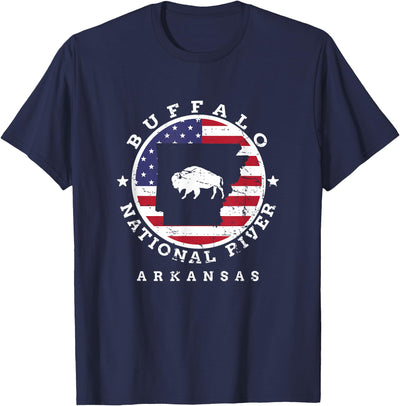 Take Me to the Buffalo River Retro Us Flag Arkansas Buffalo T-Shirt