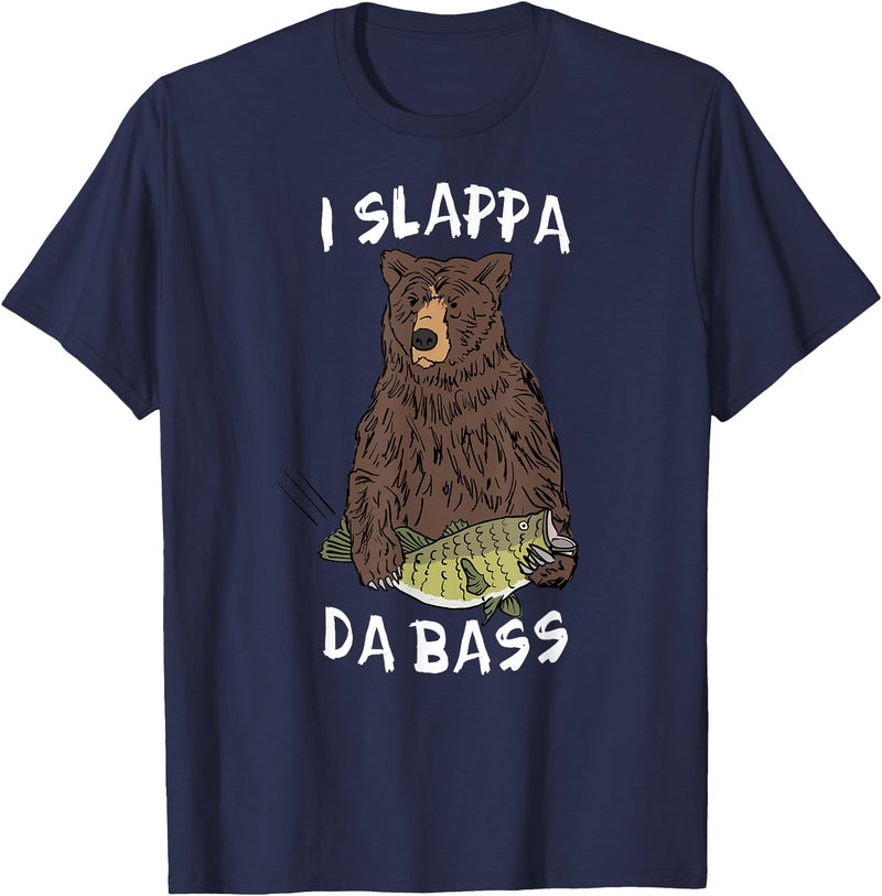 Musical Bears I SLAPPA DA BASS (Bear Playing Bass) T-Shirt - Navy Blue