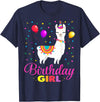Birthday Llama Shirts Gift Cute Llama Shirt Party Animal Funny Gift for Birthday Girl T-Shirt - Navy Blue