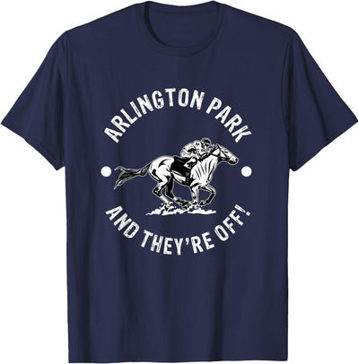 Horse Racetrack Designs Arlington Park Racetrack Horse Racing Equestrian IL Derby T-Shirt