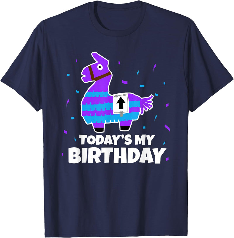 Todays My Bday LLama Tees Cute Birthday Llama Funny Bday Animal Party T-Shirt - Navy Blue