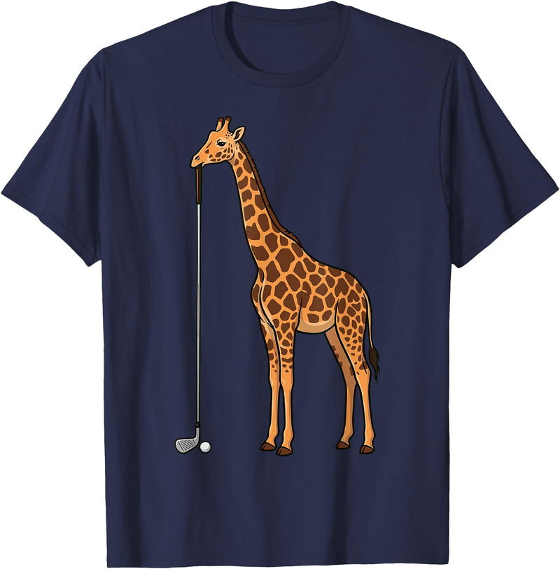 Golf Golfing Golfer Giraffe Animal Safari Giraffe Golf T-Shirt - Navy Blue