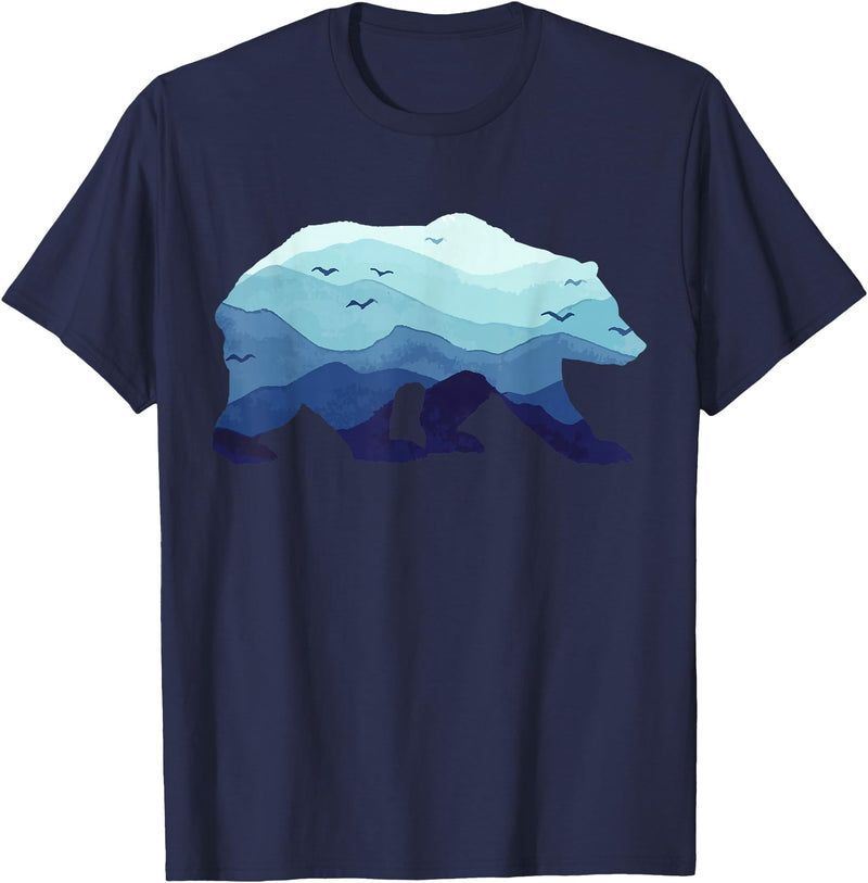 Grizzly Bear Mountains - Gifts & Apparel Co. Bear Nature Mountains Grizzly Hiking Camping Outdoor Gift T-Shirt - Navy Blue