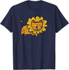 Animal Collection. Cute Lion Shirt Funny Kids Animal Drawing T-Shirt - Navy Blue