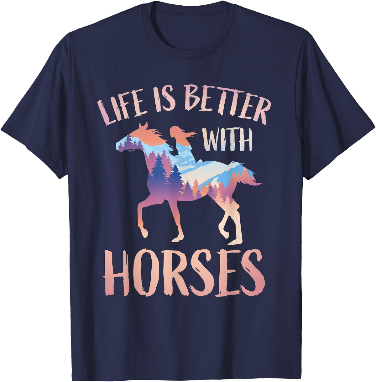 Horse Riding Gifts For Girls And Women Horse Rider - Life Is Better With Horses T-Shirt - Navy Blue