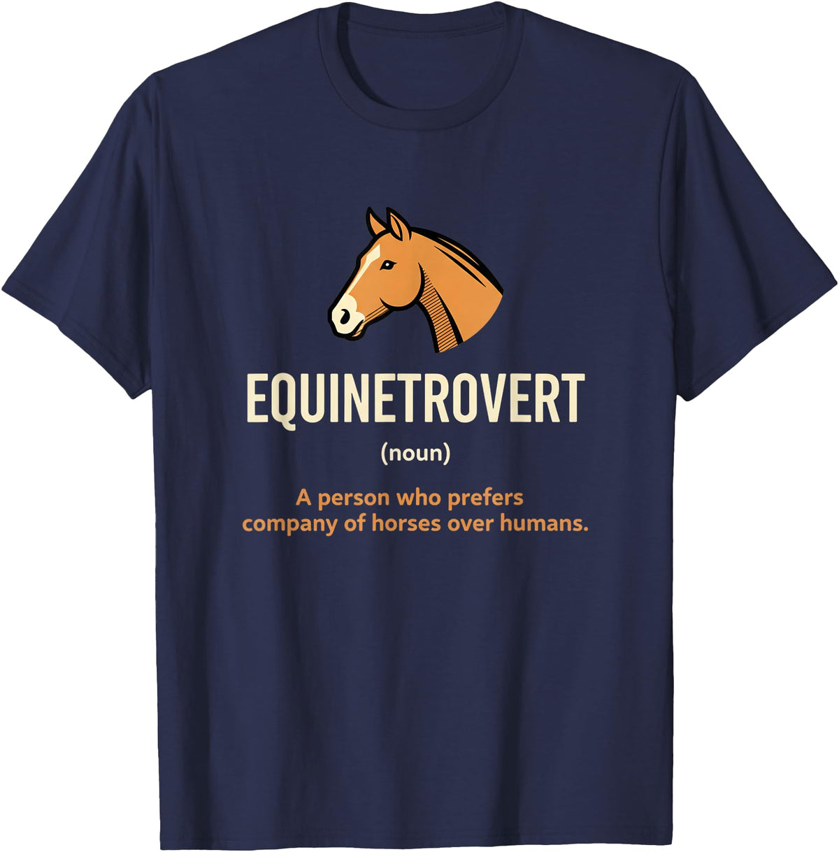 Horse Equine Equinetrovert Equestrian Lover Kid Fo Equinetrovert Funny Horse Definition Kids Horse Lover Equesn T-Shirt - Navy Blue