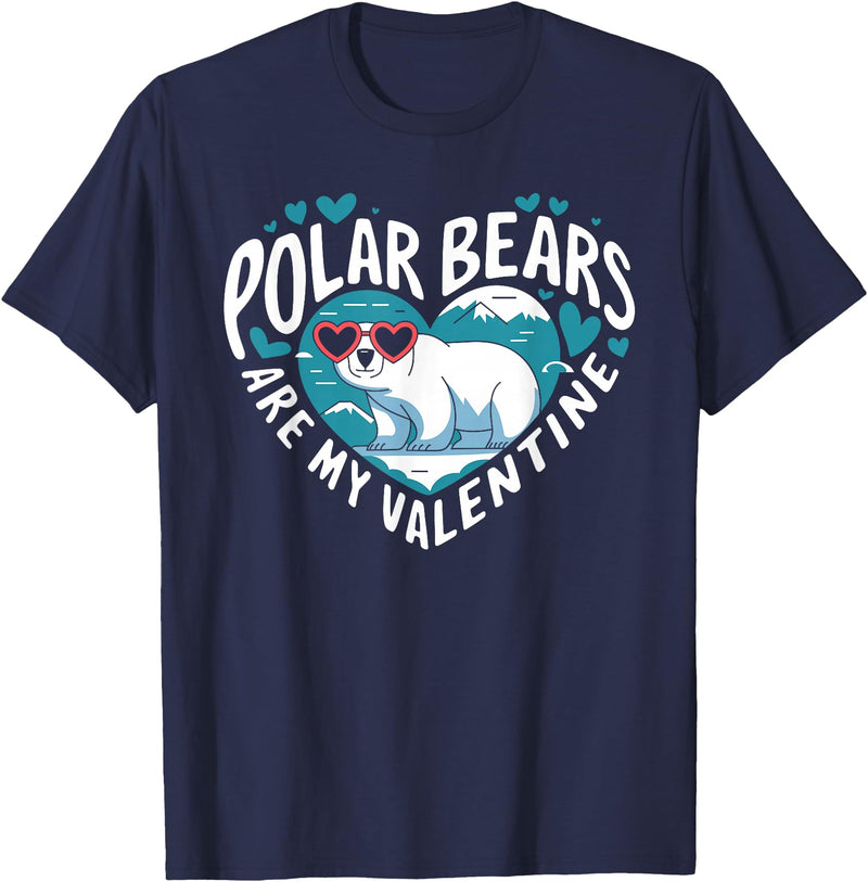 Funny Polar Bear Lover Apparel Polar Bears Are My Valentine Cute Polar Bear Valentines Day T-Shirt - Navy Blue