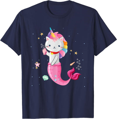Magic Purrmaid Cat Cat Mermaid Unicorn Girl Kids T-Shirt