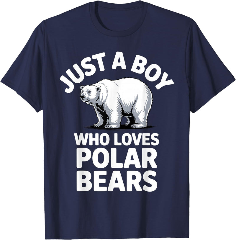Polar Bear Gift Polar Bear Accessories & Stuff Cute Polar Bear Art for Boys Kids Men Arctic Polar Bear T-Shirt - Navy Blue