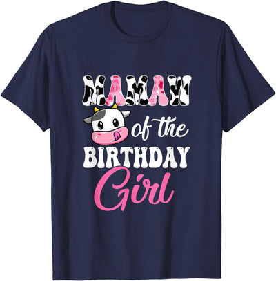 Vintage Retro Birthday Mamaw of the Birthday Girl Farm Cow T-Shirt