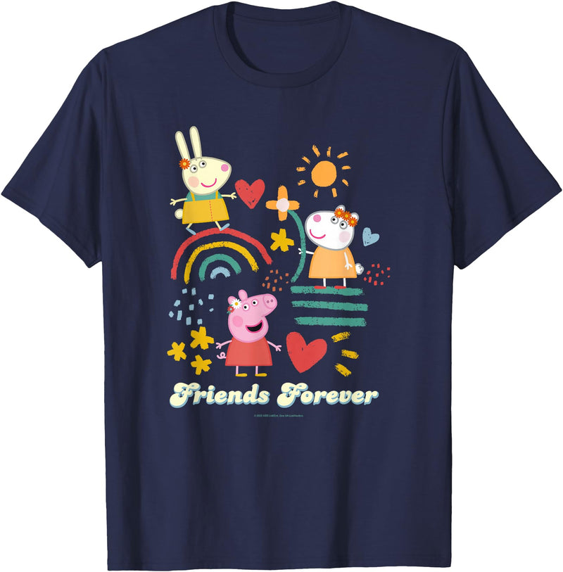 Peppa Pig Friends Forever Rebecca Rabbit & Suzy Sheep T-Shirt - Navy Blue