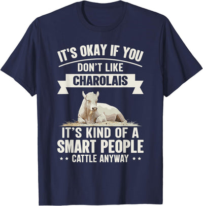Rancher Smart People Cattle Farmer Cow Breed Charolais T-Shirt