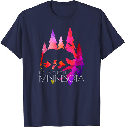 Minnesota - Stylish Up North Colorful Bear - Minnesota T-Shirt