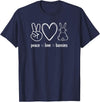 Peace Love Bunnies, Funny, Jokes, Sarcastic Sayings T-Shirt in Navy Blue