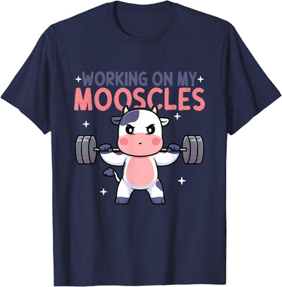 Cow Working on My Mooscles Moo Muscles Workout T-Shirt