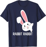 Rabbit First Day of the Month Good Luck Phrase T-Shirt in Navy Blue