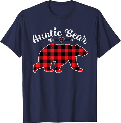 Red Plaid Christmas Costume Auntie Bear Ugly Holiday T-Shirt