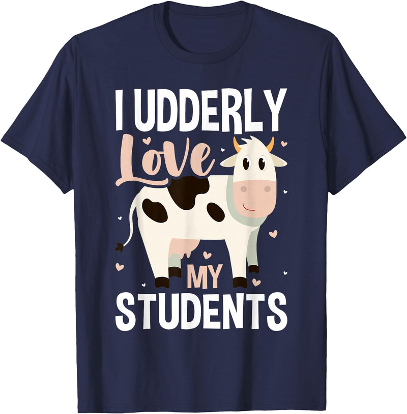 Cow Lover Gift Co. Cow Teacher Lover T-Shirt - Navy Blue