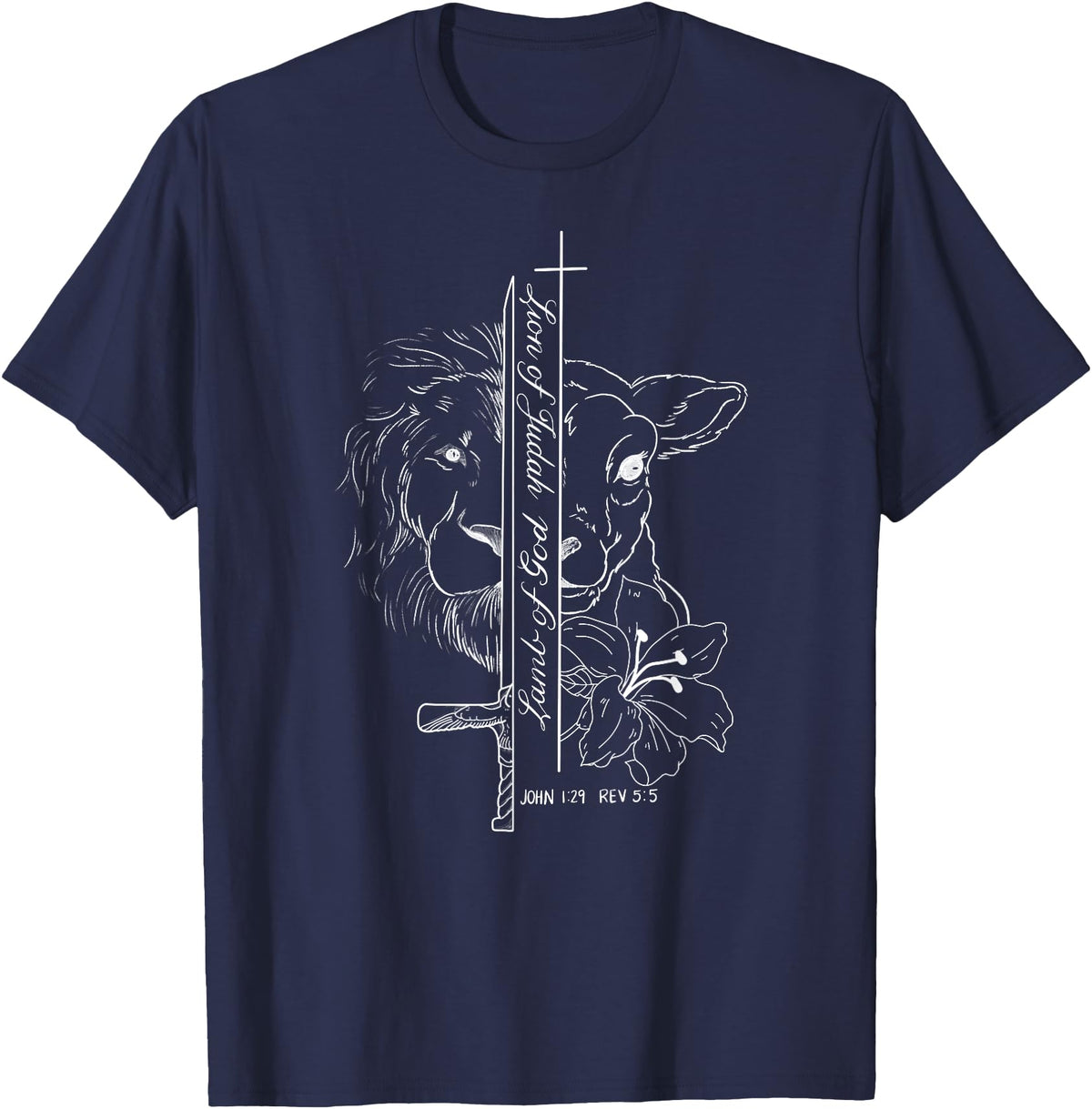 Baker Hill Farm Lion & Lamb T-Shirt - Navy Blue