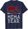 Funny Red Plaid Bear Matching Christmas Outfits Red Plaid Bear Christmas Pajama Mema Matching Family T-Shirt - Navy Blue