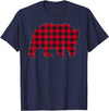 Christmas Family Matching Gift by AAM Red Plaid Bear Christmas Matching Buffalo Family Pajama T-Shirt - Navy Blue