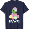 Easter Egg Hunter Dinosaur Dino Easter T-Rex Rabbit Bunny T-Shirt in Navy Blue