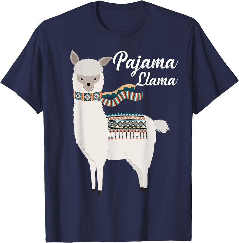 Llama Pajamas GA Cute Pajama Llama Bed Time T-Shirt Llama Pajama T-Shirt - Navy Blue