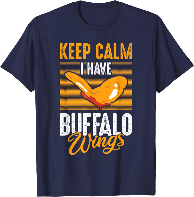 Buffalo Wings Fried Chicken Hot Wing Sauce T-Shirt - Navy Blue