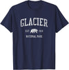 Jim Shorts Glacier National Park T-Shirt Vintage Sports Design Tee T-Shirt - Navy Blue
