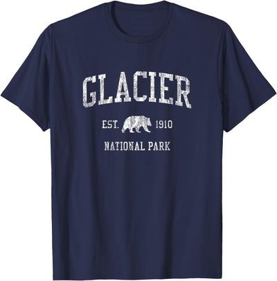 Glacier National Park T-Shirt Vintage Sports Design Tee T-Shirt