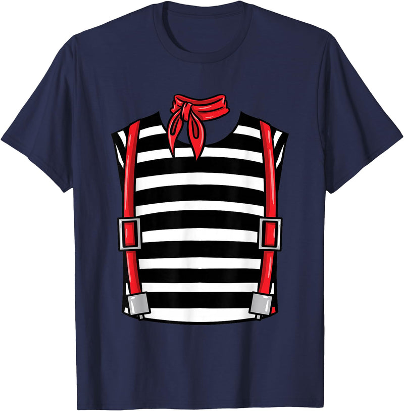 Hiking Lover Design French Mime Costume Halloween T-Shirt - Navy Blue