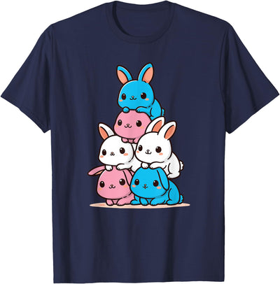 Kawaii Bunny Pile in Trans Pride Colors T-Shirt