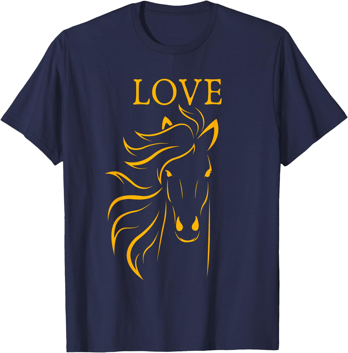 I Love Horses Shirts and Gifts Women and Girls Stylish Love Horse Head T-Shirt - Navy Blue