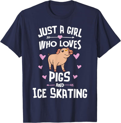 Pigs And Ice Skating Gifts for Girls Women T-Shirt