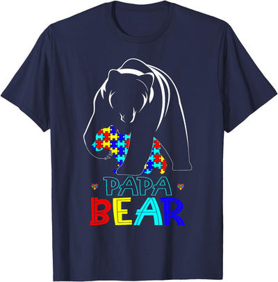 Papa Bear Autism Awareness Month Gifts Autism Dad Papa Bear Autism Awareness Gifts for Autism Dad Support T-Shirt