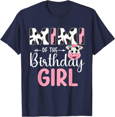 Family Cow Lover Mimi of the Birthday Girl Farm Cow T-Shirt