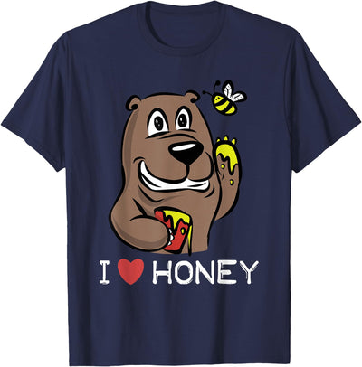I Love Honey Bear and Bee Eating T-Shirt