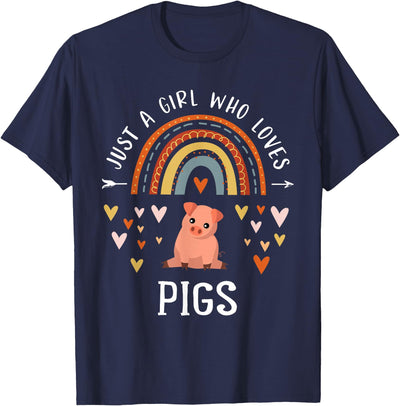 Just A Girl Who Loves Pigs Rainbow Gifts For Pig Lover Women T-Shirt