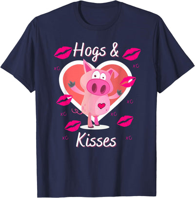 Hogs & Kisses Funny Pig Pun on Hugs T-Shirt