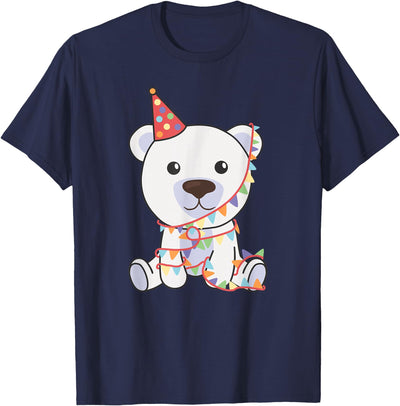 Polar Bear Cub Party Hat Birthday T-Shirt