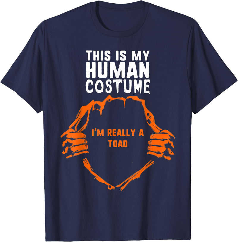Halloween Costume by Marcus4 Tees Co. This Is My Human Costume I'm Really A Toad Halloween Kids T-Shirt - Navy Blue