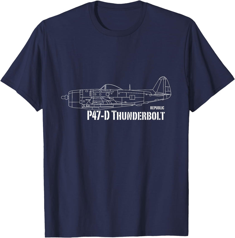 Bear Cave Designs - USA Republic P-47D Thunderbolt T-Shirt - Navy Blue