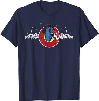 Colorado Underground Colorado Blucifer Demon Horse T-Shirt - Navy Blue